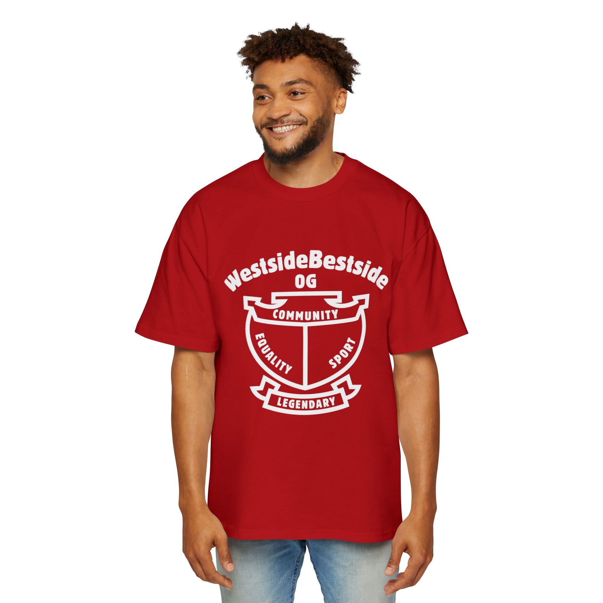 Westside Script Oversized Tee in Victory Red